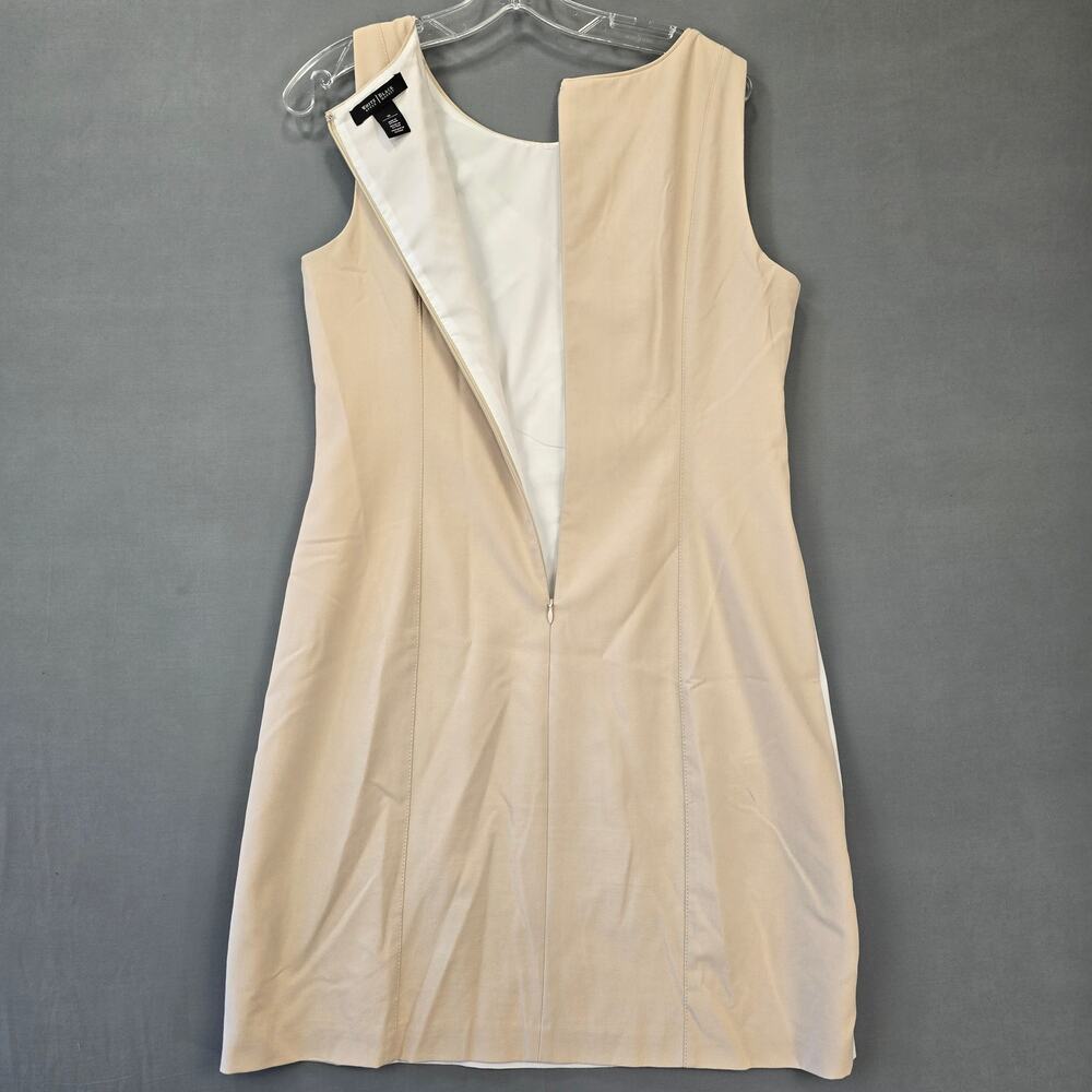 White House Black Market Cream and Tan Midi Dress - Picture 2 of 12
